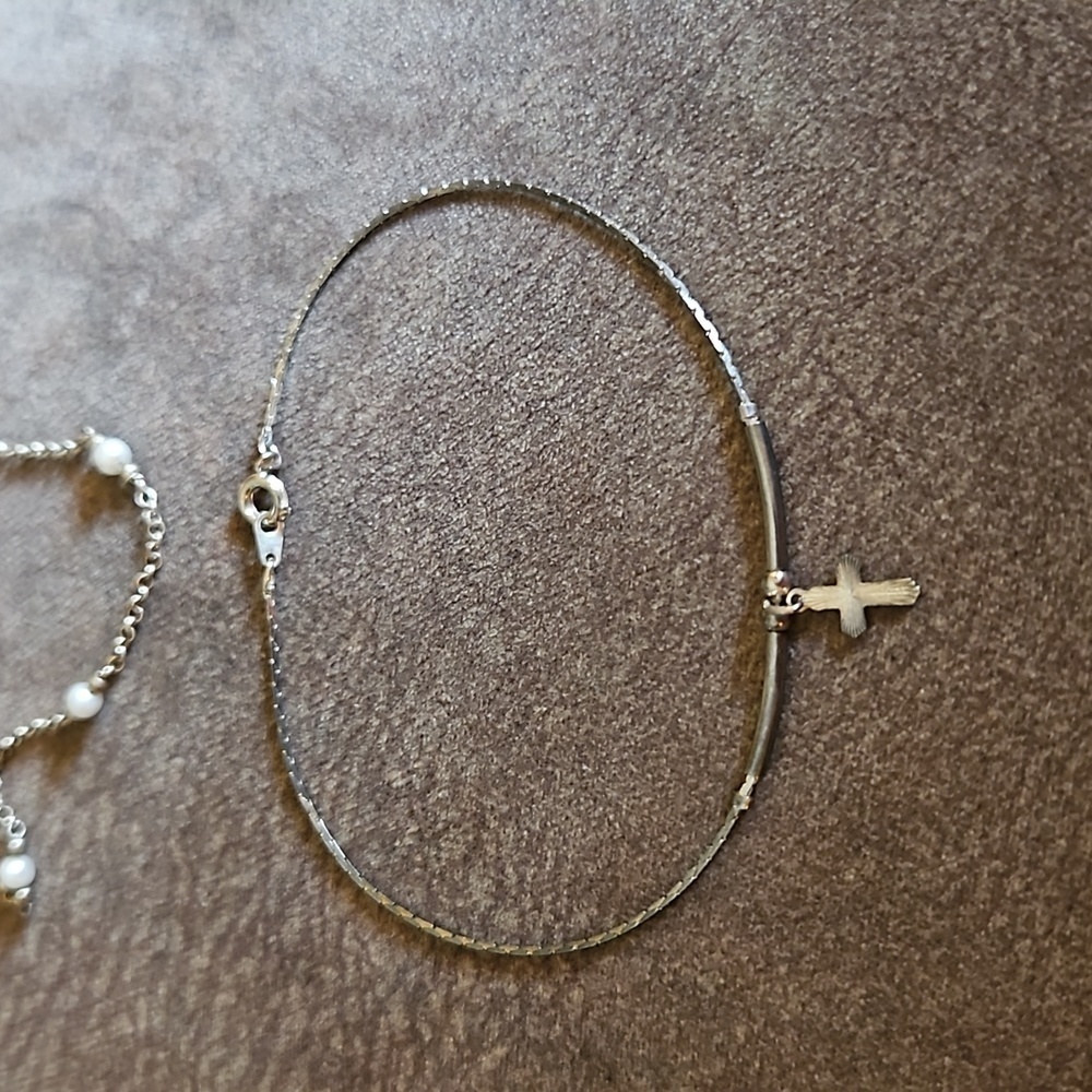 Set Of Three Sterling Baddie Chain Anklets - image 3